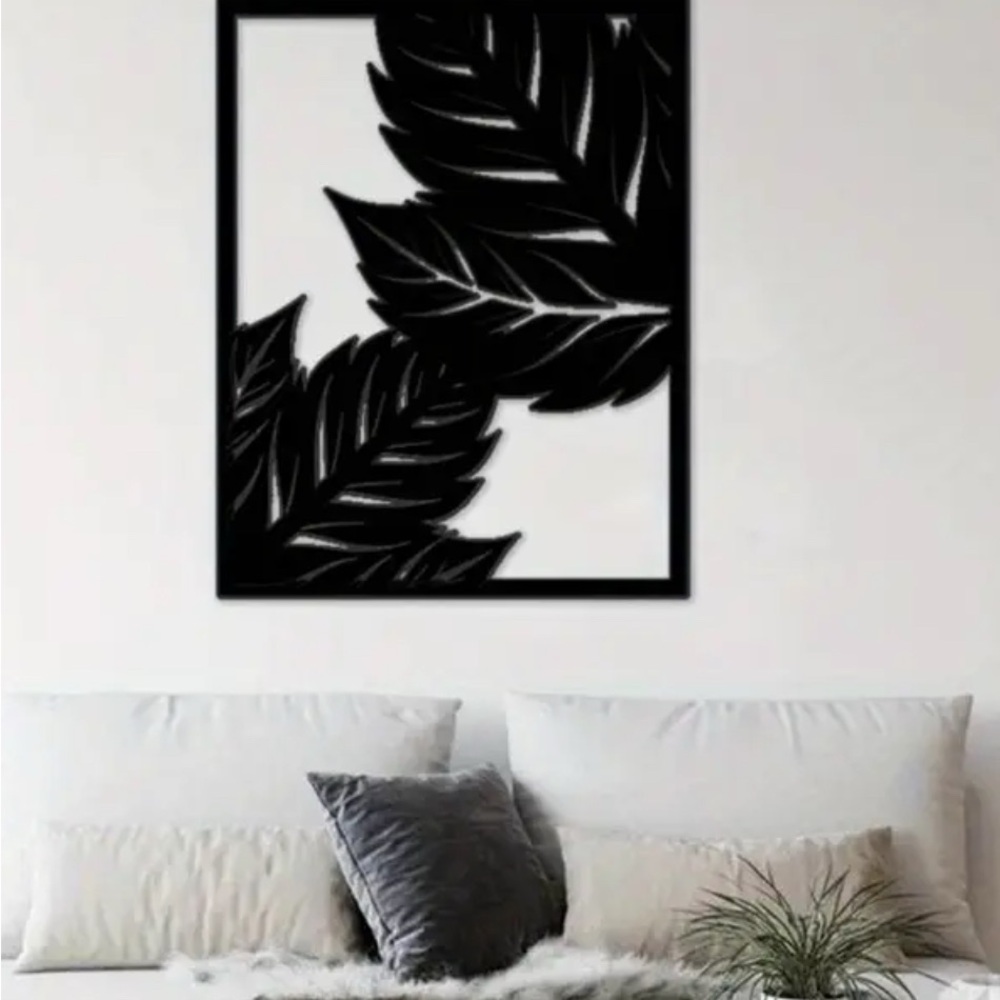 Black Leaf Wall Art Decor - Picture 1 of 5